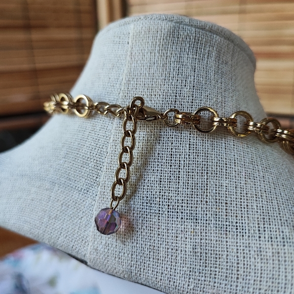 Set of Faux Jade Beads Pearls Bracelet and Necklace Vintage Amethyst Purple EUC - Picture 3 of 15